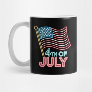 Neon Sign 4th of July American Flag Retro Mug